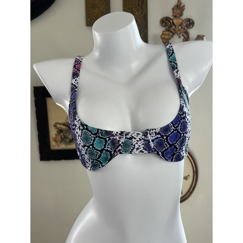Caroline Constas Mykela Underwire Bikini Top Snakeskin Print Size XS Made in USA